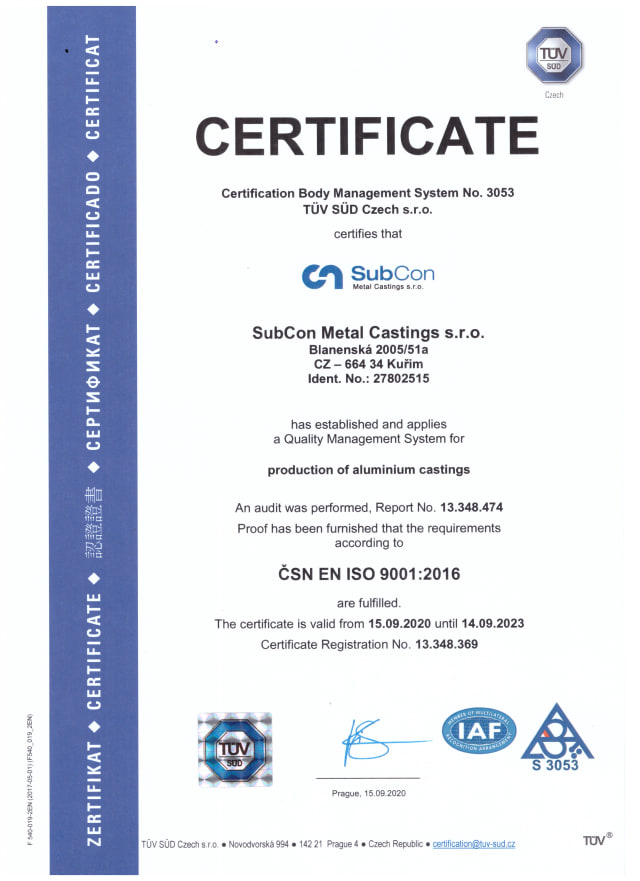 certificate iso subcon